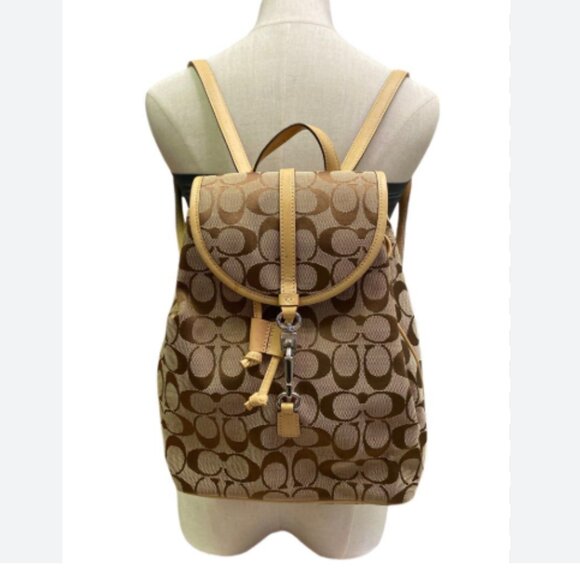 NWOT Y2K COACH Small Backpack Monogram CC Print Tan Beige Canvas H3J-6613 - Picture 1 of 10